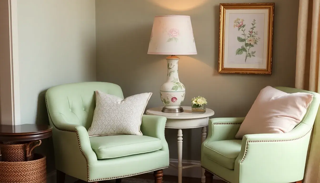 Detale w pastelowych kolorach w salonie vintage