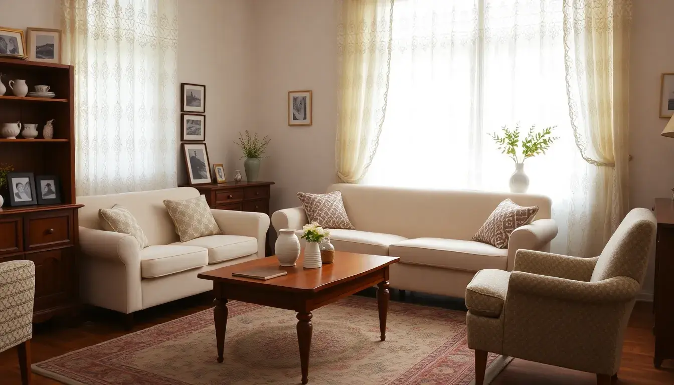Komoda, fotele i dodatki w salonie w stylu vintage – mix epok i form